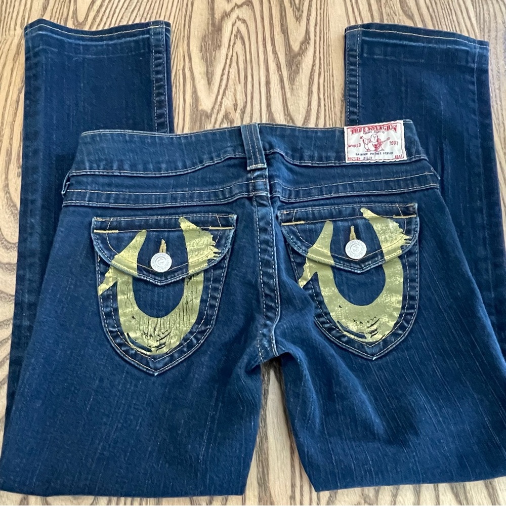 True Religion Billy Straight Leg Denim Jeans Y2K Women’s Size 28 Dark Wash